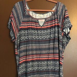 Red/White/Blue Keyhole Short-Sleeve Top